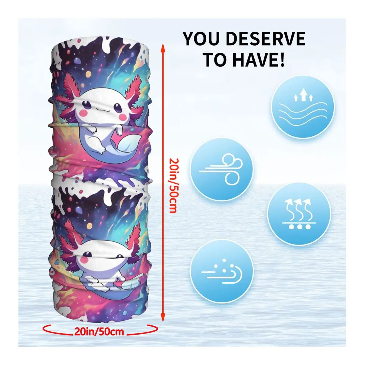 Cute Axolotl Headband Neck Warmer Men Ski Running Tube Scarf Medical Nurse Face Bandana Gaiter