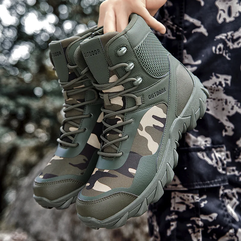 Outdoor Sports Hiking Camping Sneakers High-end Motorcycle Boots Tactical Unisex Adult Men Platform Boots Shoes for Men