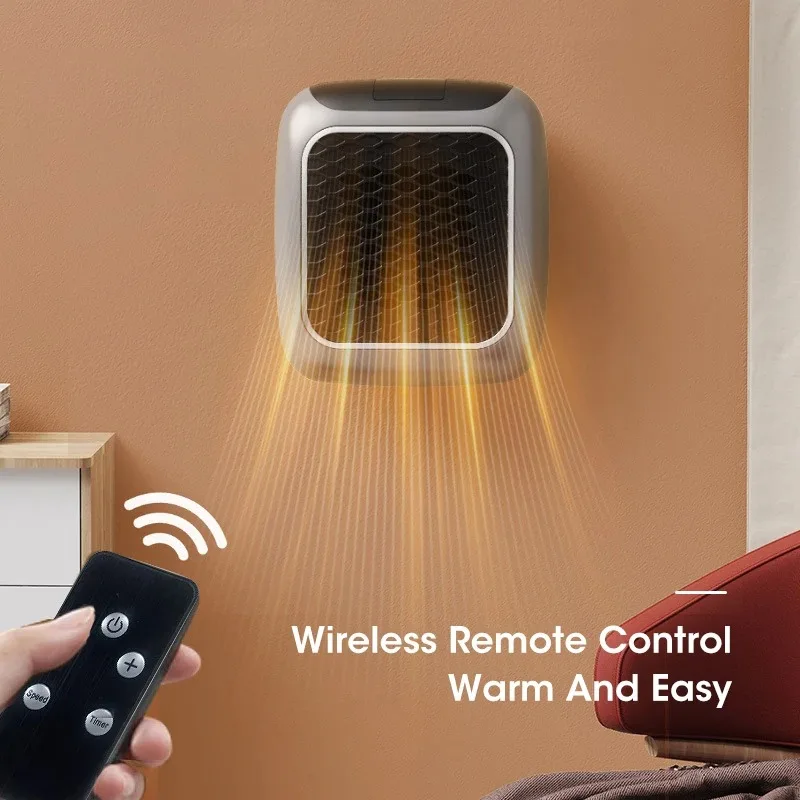 EU/US 800W Mini Heater for Home Small Bathroom Heating Fans Wall Mounted PTC Ceramic with Remote Control Household