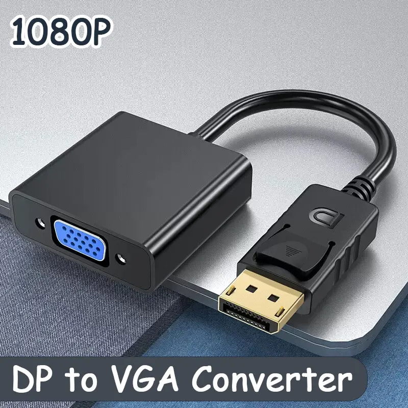 อะแดปเตอร์ DP เป็น VGA Full HD 1080P สายแปลง DP เป็น VGA หัว DP ตัวผู้ เป็น VGA ตัวเมีย สำหรับแท็บเล็ต แล็ปท็อป พีซี และทีวี