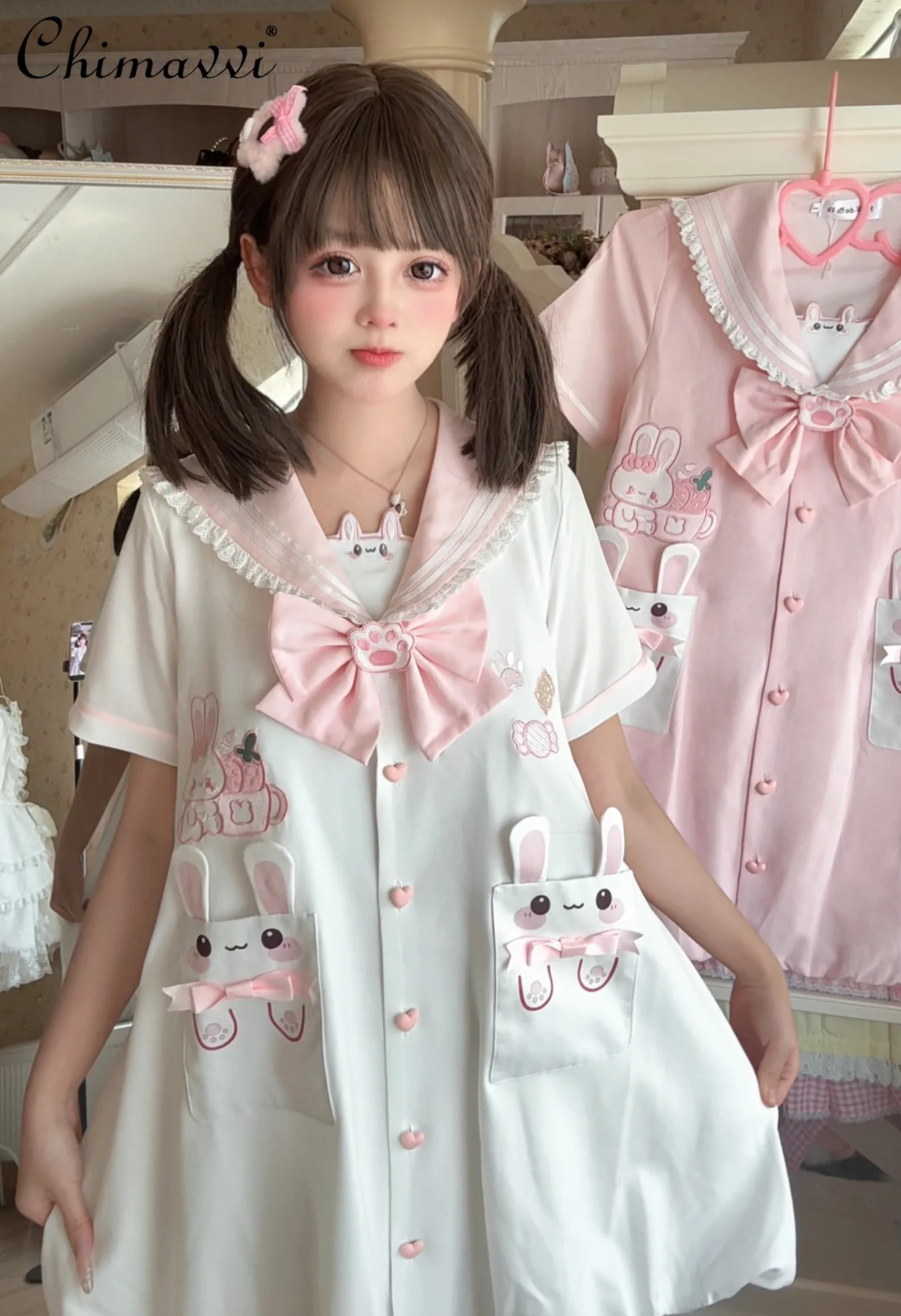 

Original Candy Cute Bow Soft Girl Sweet Flower Bud Dress 2026 Spring and Summer New Kawaii Slim-fit Short Dresses Women