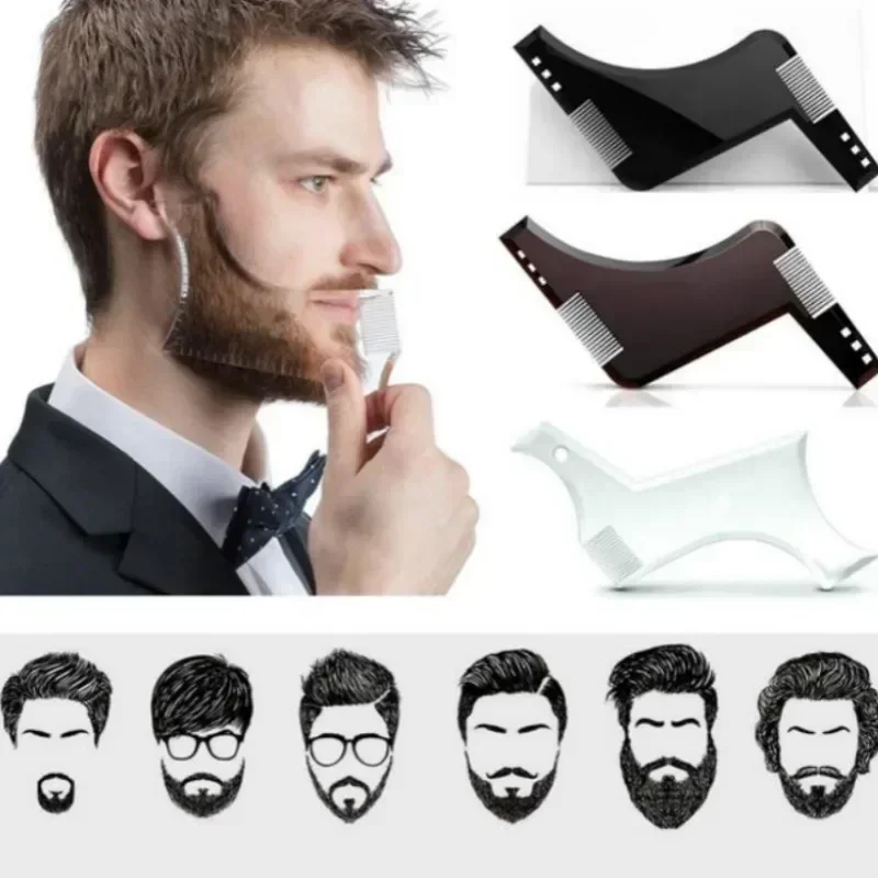 2024 Men Beard Template StylingTool Double Sided Beard Shaping Comb Beauty Tool Shaving Hair Removal Razor Tool for Men