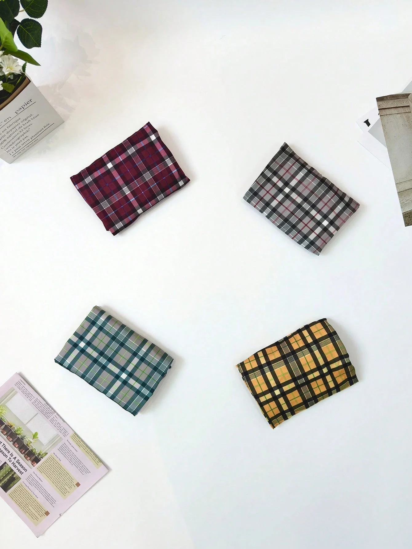 

4 пары мужских боксеров в клетку с эластичным поясом, дышащее нижнее белье