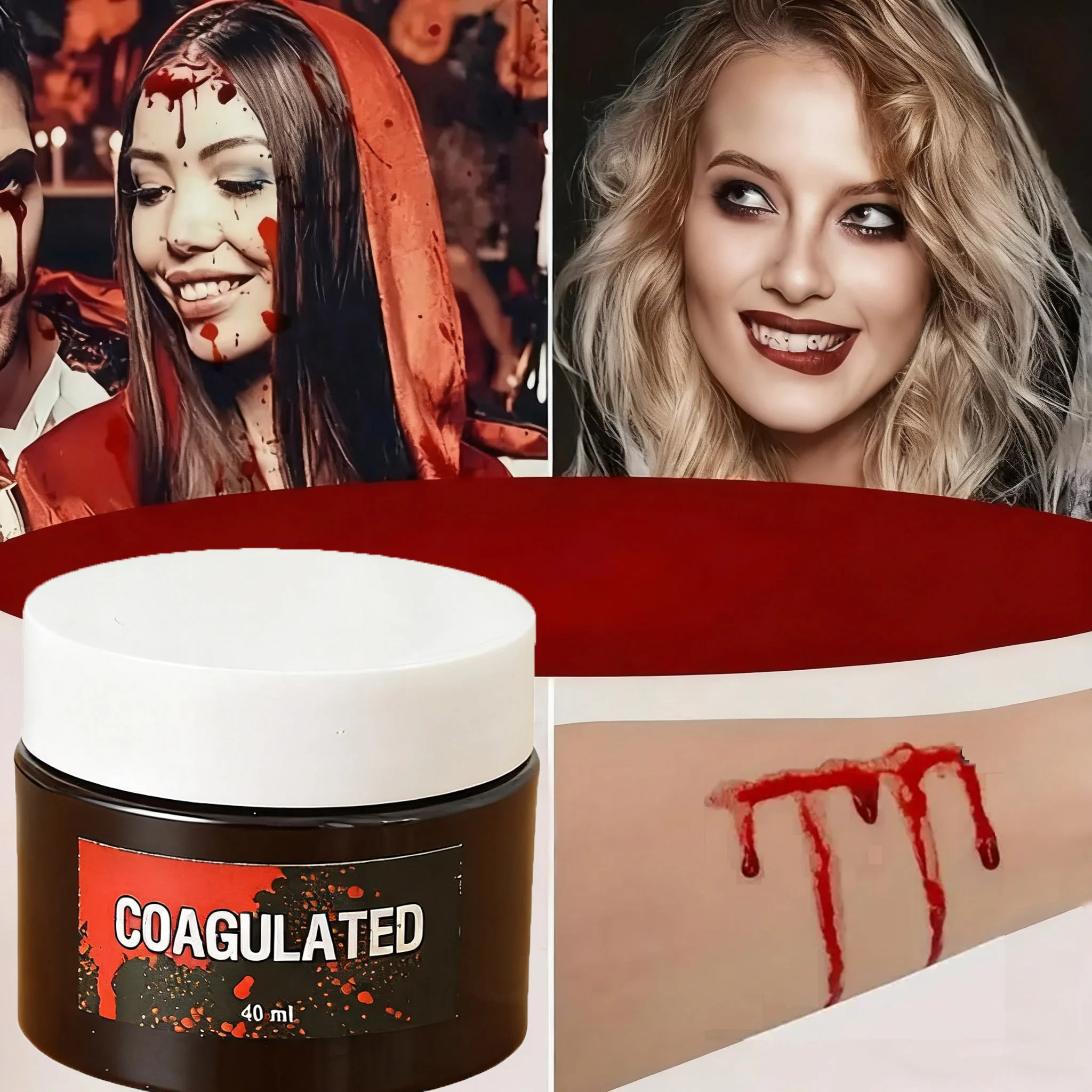 SFX All 40ml Fake blood ointment Blood for Halloween Makeup Zombie Clothes Realistic Washable Horror Fake Blood Cosplay Prop