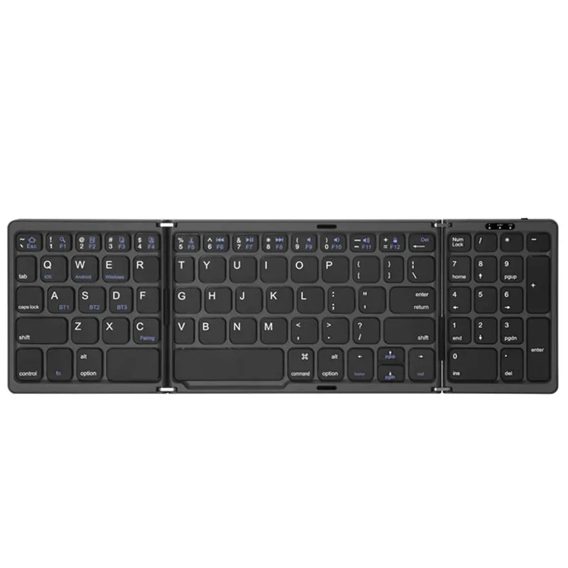 Dubbel Bluetooth 5.1-toetsenbord 3-opvouwbaar minitoetsenbord Oplaadbaar opvouwbaar toetsenbord met touchpad voor Windows Android IOS iPad