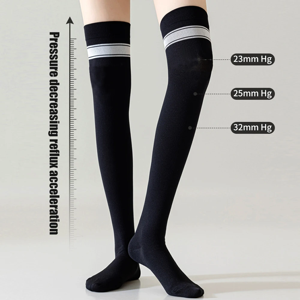 1 par de meias coxa alta listradas sobre o joelho meias finas meia longa para uso diário, cosplay, corrida, yoga, fitness, dança