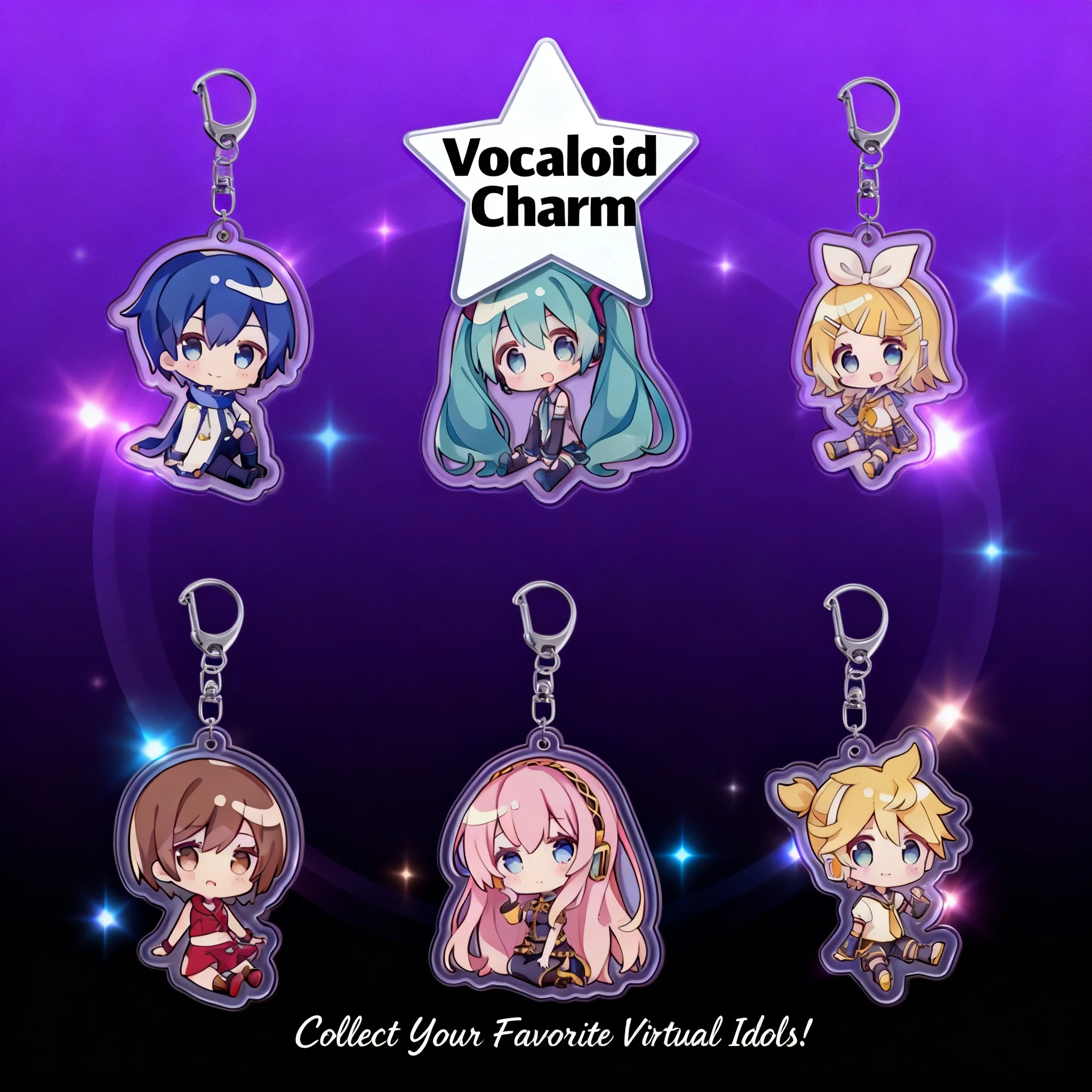 

Hatsune Miku Kasane Teto Acrylic Double Sided Keychain Layered Design Anime Merch Collectible Gift Anime Keychain Double Sided