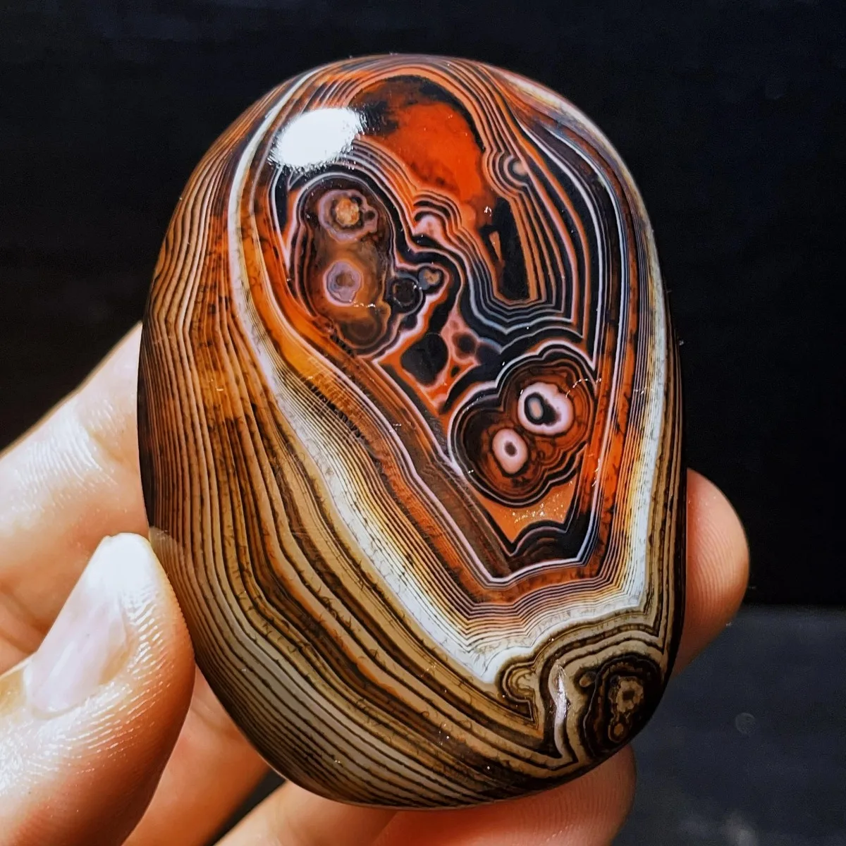 Decor Stone Banded Agate Worry Stone, Authentic Stone, Tumbled Polished, Jewelry Making, Natural Stone, Crystal Collection