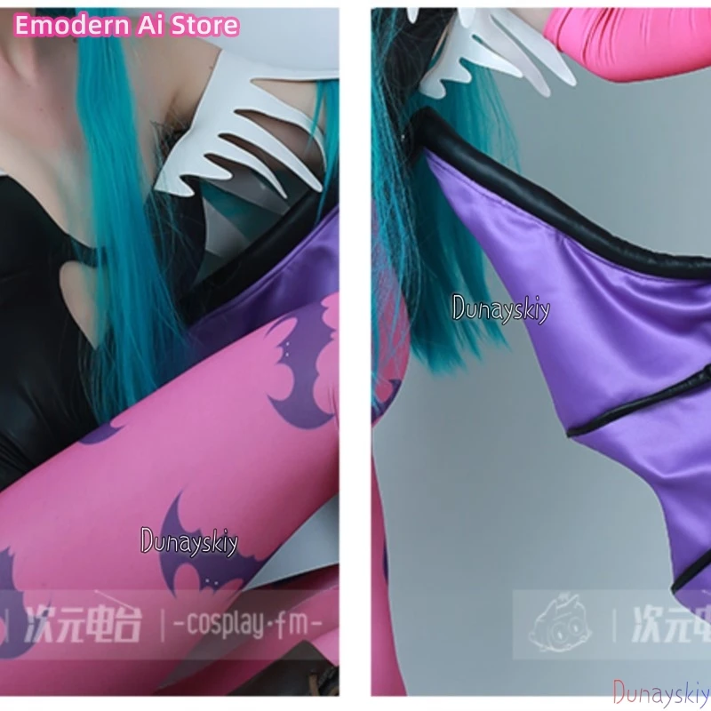 Miccos Game Tumes المرأة لعبة القلب الجوف الأعلى موريجان تأثيري كوسبروفе مع أجنحة طماق Darkstalkers الشيطانة البدلة أنيمي