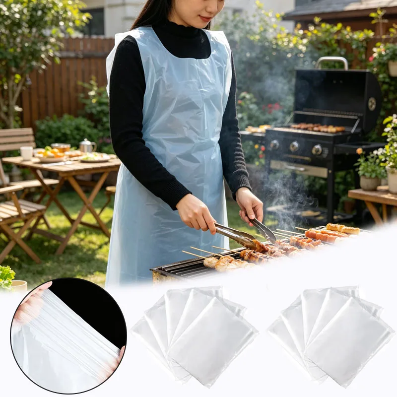 10-80PCS Disposable Plastic Apron Waterproof Oil Proof for Painting Picnic Party Medical Use Adults Kids Art Craft Cooking