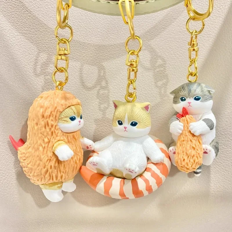 Mufosand-Llavero de gato, camarón frito, tiburón, caja ciega, mochila, colgante, figura de acción de Pvc coleccionable, juguetes de moda, regalo de cumpleaños