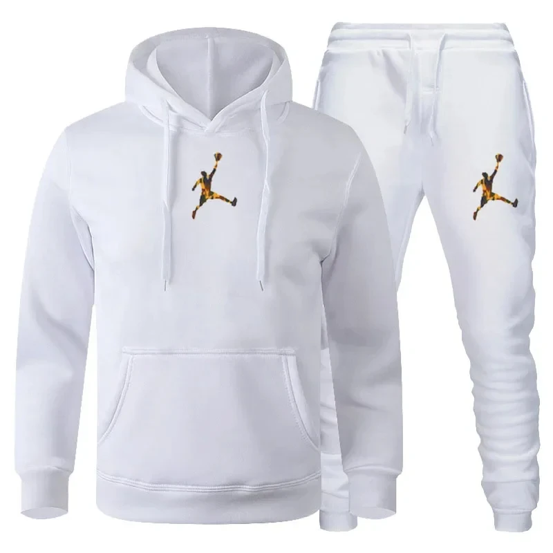 

2025 new spring and winter male and female couples fitness sportswear set long-sleeved hoodie + casual pants two-piece set