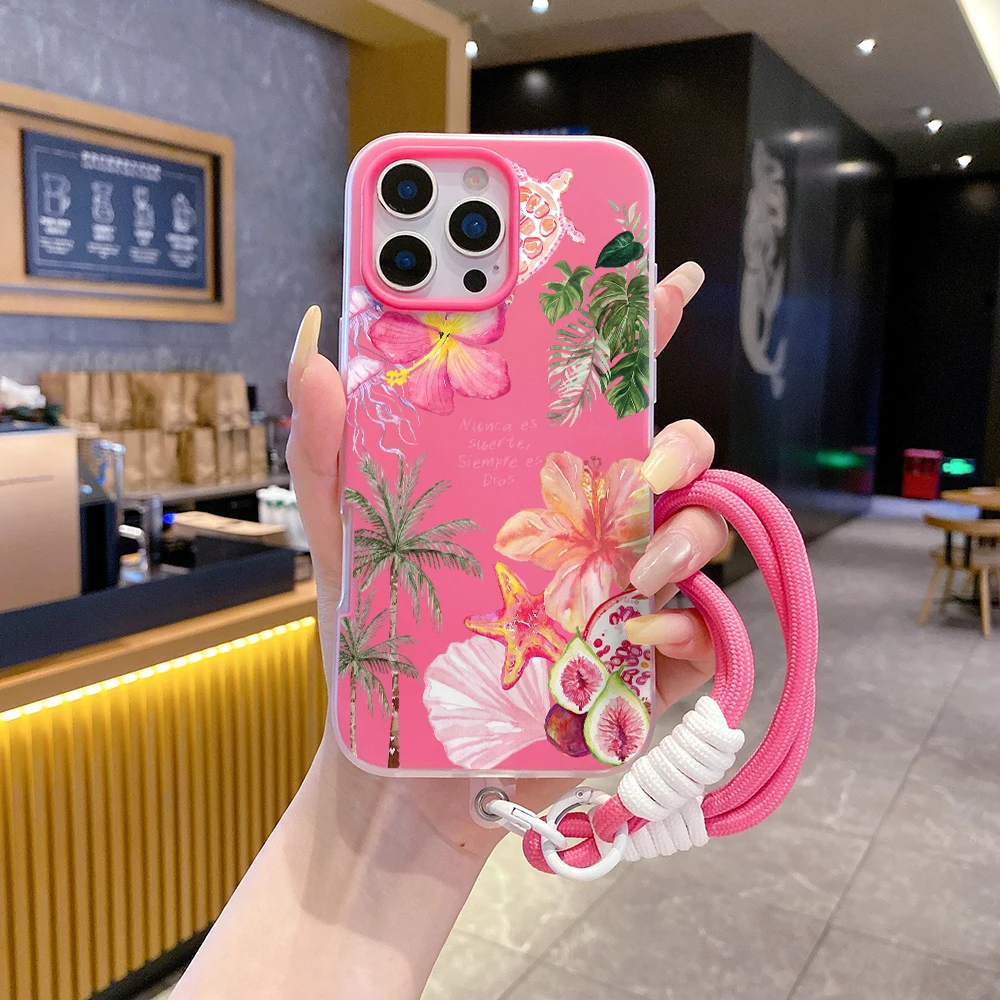 Phone Case For Samsung Galaxy S26 Ultra S25 S24 s22 s23 Plus FE A56 A55 A35 A36 A37 5G Summer Island 2 in 1 With Lanyard Cover view 3