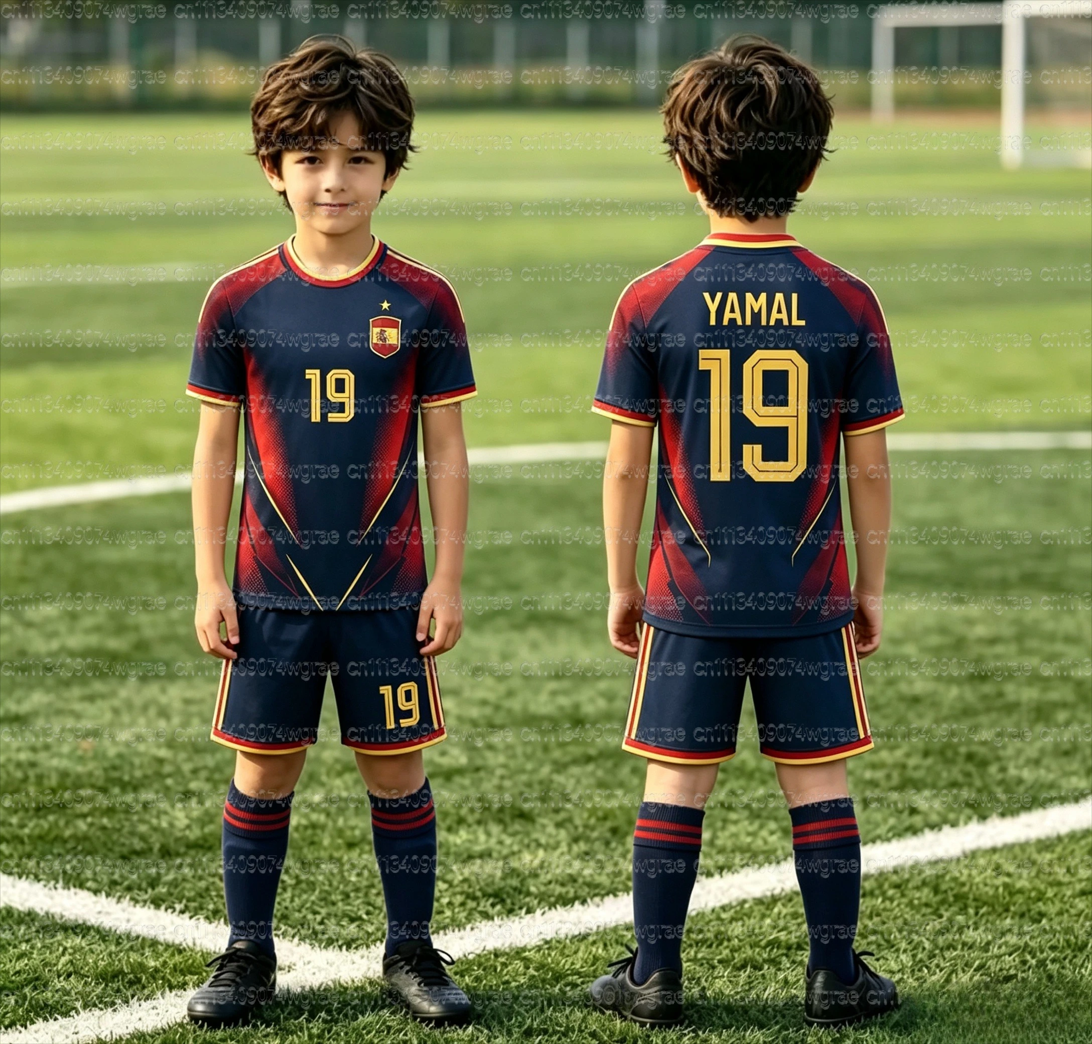 Yamal Children's Quick Drying Sports Kit Spain Team Jersey Number 19 Boys' Sports Kit New Product For 2026 Men And Women's Sets