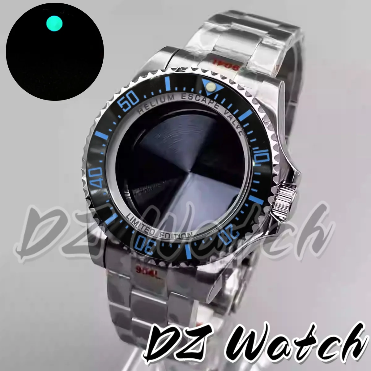 DZ Helium Device SEA Watch Case Accessories 44mm Sapphire Glass Back Fit For NH34 NH35 NH36 ETA 2824 PT5000 ST2130 Movement 316L