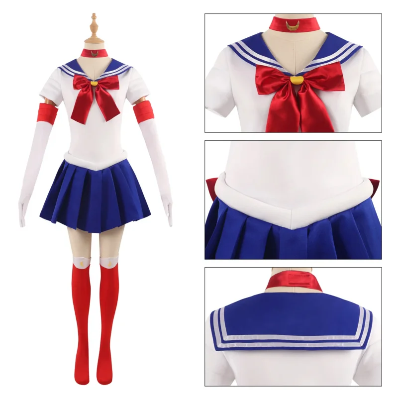 Tsukino Usagi Cosplay Costume para Crianças, Roupas Anime Sailor Moon, Vestido de Halloween, Fato de Festa de Carnaval, Vestido de Meninas, Conjunto Completo, Mulheres