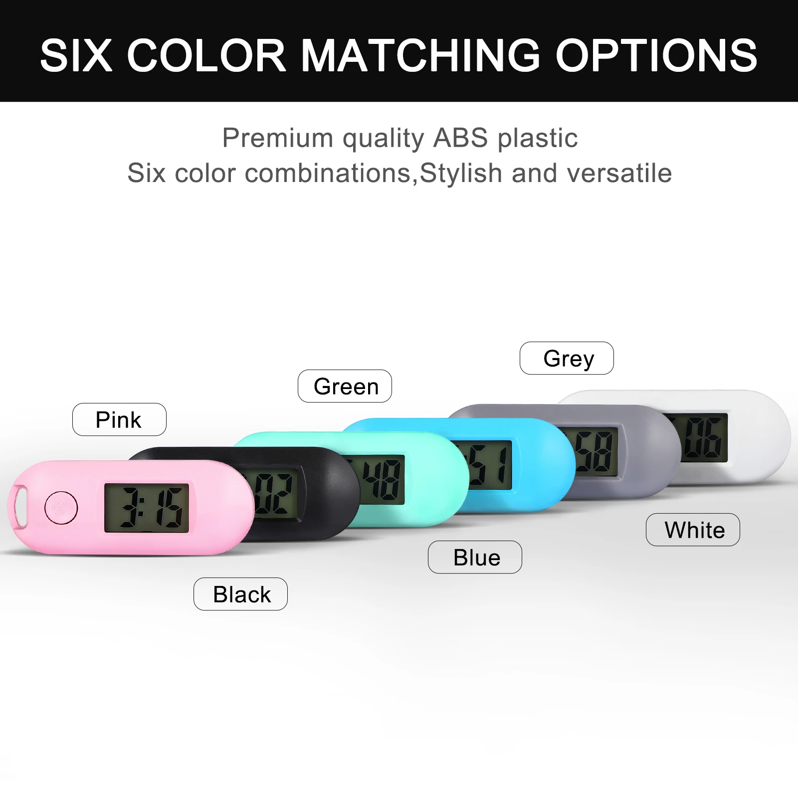 

6Pcs Watch with Chain Compact Electronic Quartz Watch Silent Luminous LCD Screen Portable for Backpack Keyring