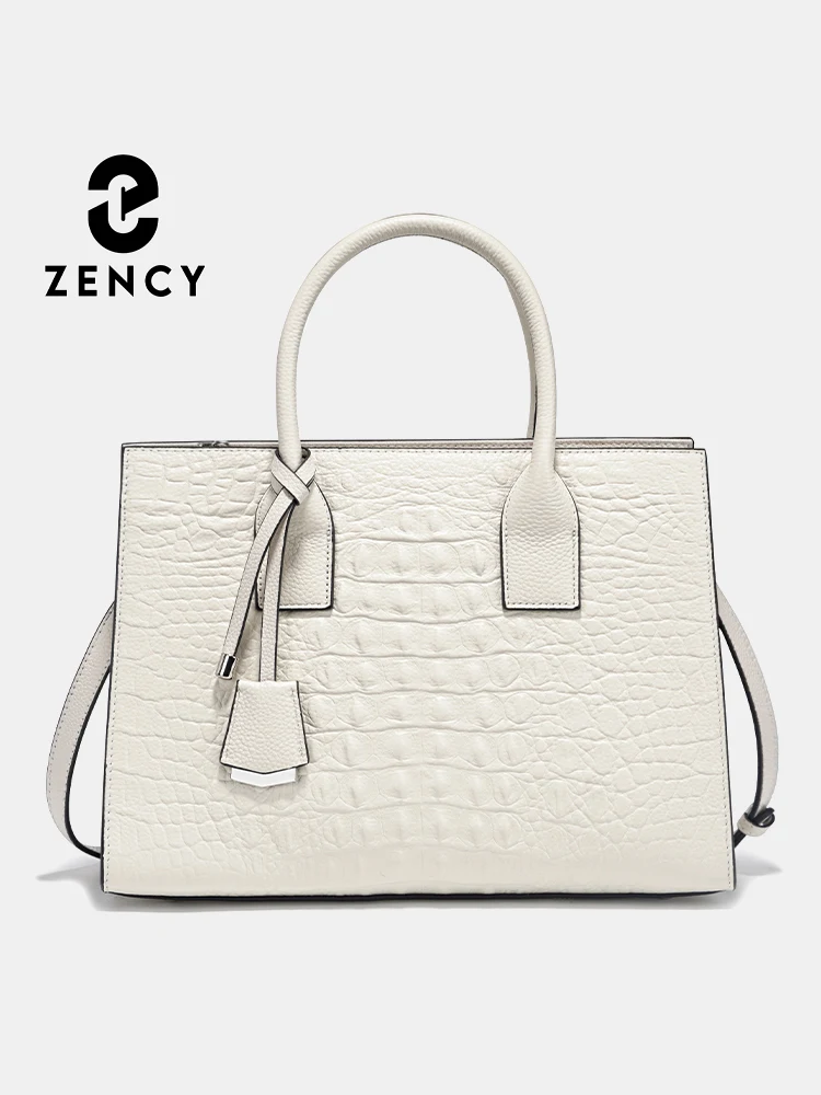 

Zency Large Tote Handbag for Women Genuine Leather Cowhide Shoulder Bag with Top Handle Trendy Fashion Work Crossbody Purse