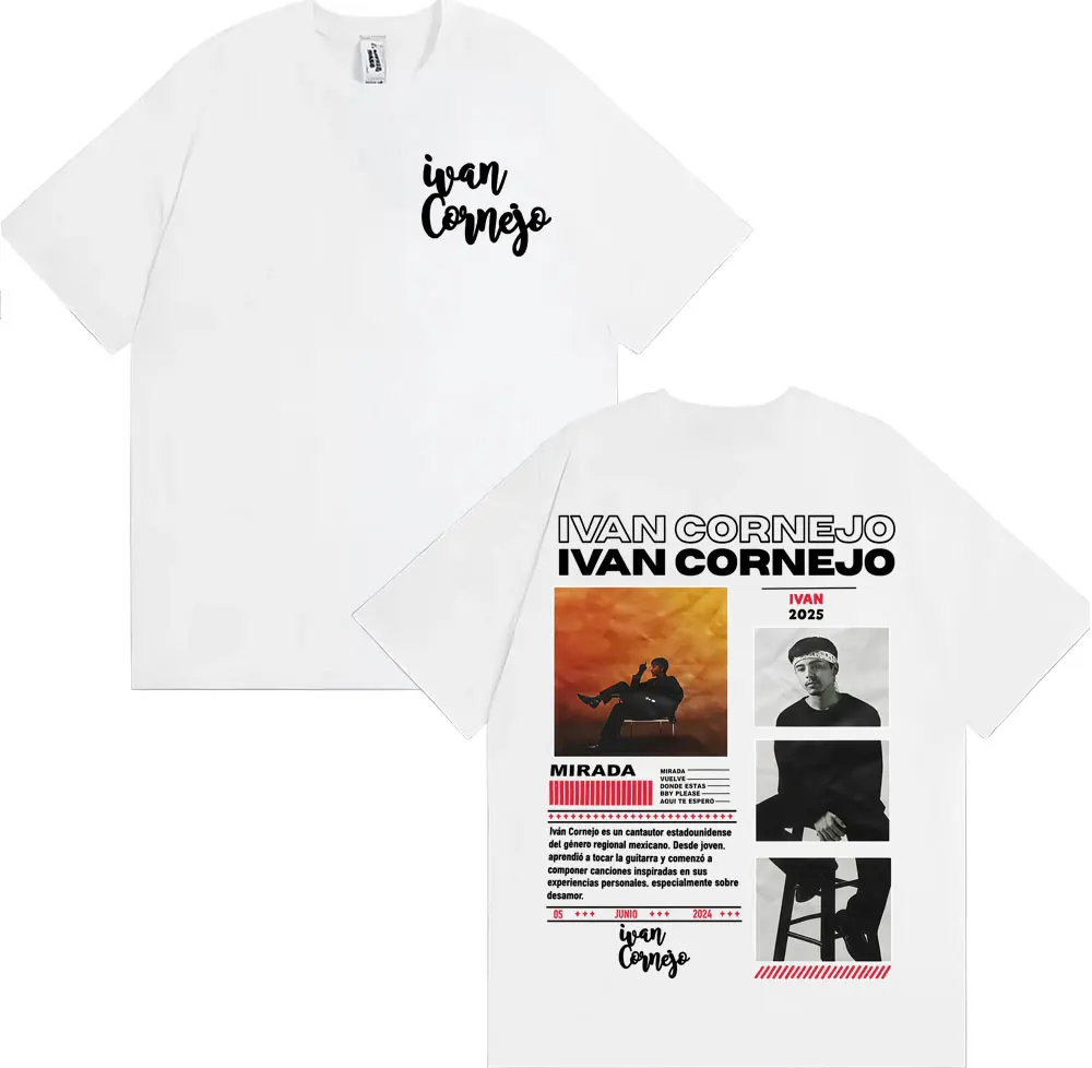 Singer Ivan Cornejo Mirada 2026 Tour Graphic T Shirt Men's women Harajuku Fashion Aesthetic T-shirts Casual Crewneck T-shirt