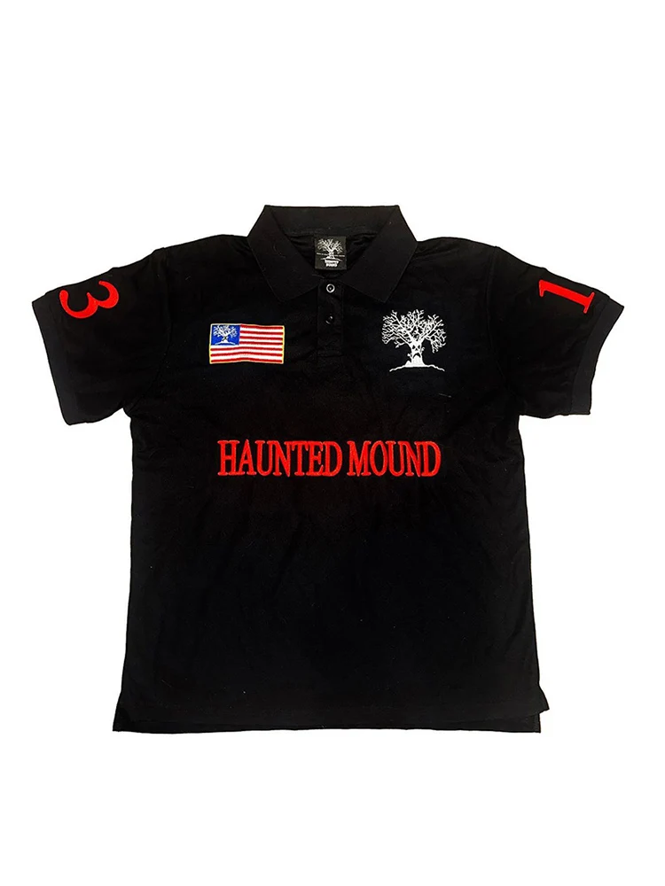 Polo Shirt America Retro Street Hip Hop Short Sleeve Shirt Y2k Casual Embroidery Cotton Top Baseball Clothing