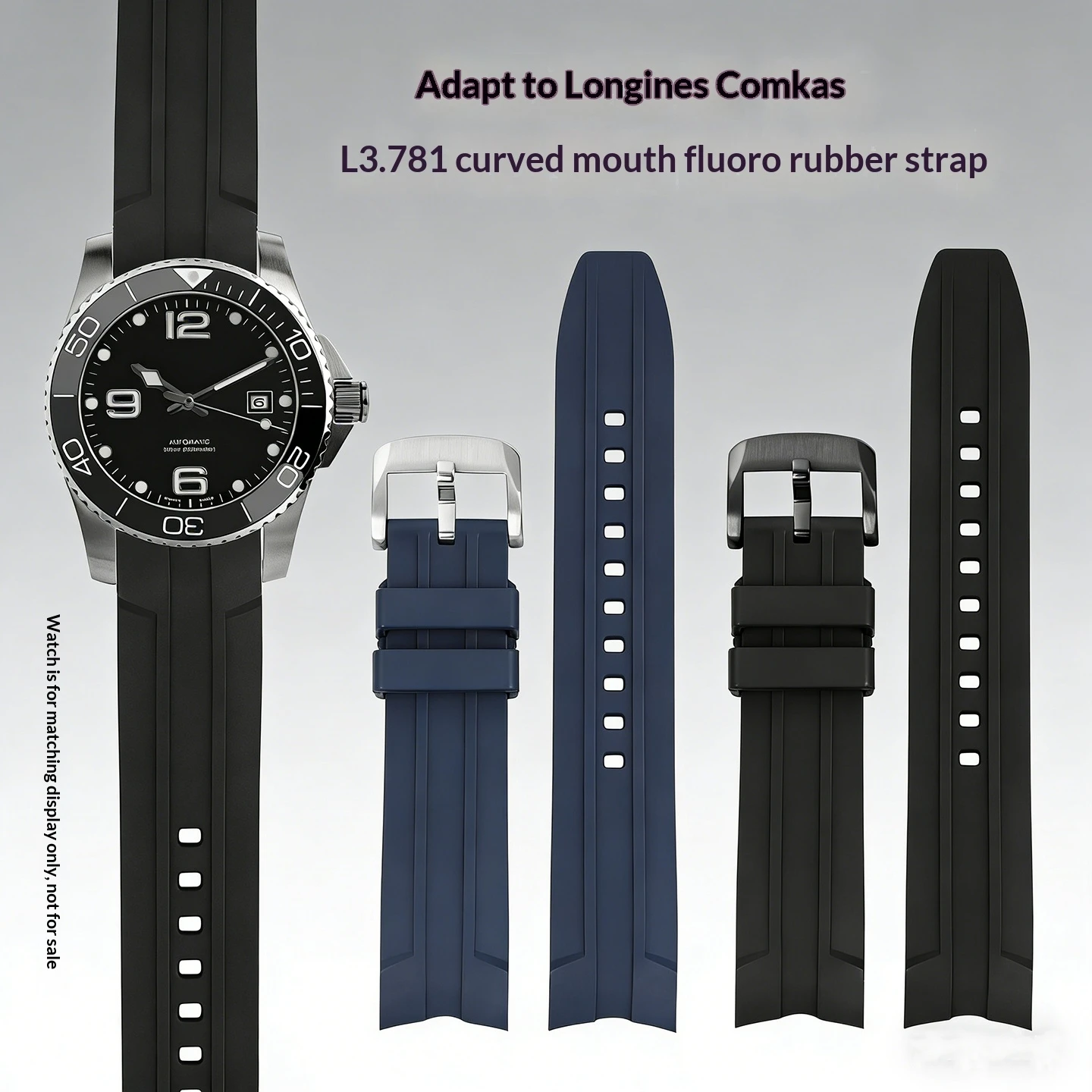 

Спортивный водонепроницаемый ремешок для часов FKM для Longines L3781 L3782 L3.742.2, резиновый ремешок для часов, мягкая цепочка для часов 21 мм, мужской быстросъемный ремешок