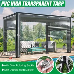 Customizable PVC Tarpaulin With Zipper Transparent Soft Glass Curtain Rainproof Screen Clear Waterproof Cloth With Twist Lock