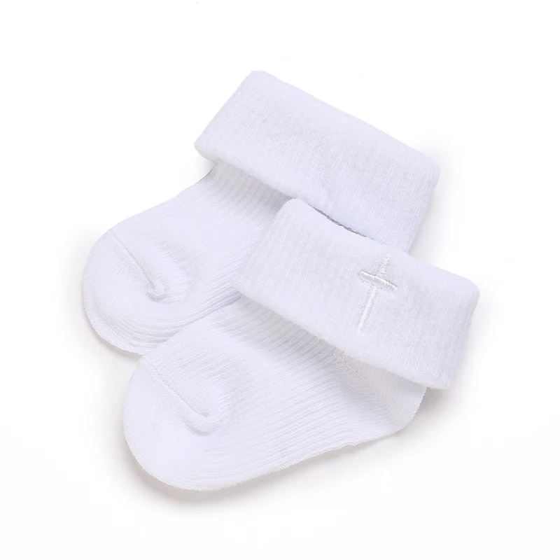 Chaussettes souples en coton blanc pour baptême, pour bébé et enfant de 0 à 18 mois, nouveauté