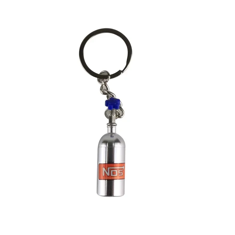 1PC Unique Mini Car Turbo NOS Keychain Nitrogen Bottle Metal  Key Ring Stash Pill Box Storage Stylish Car Motorcycle Interior