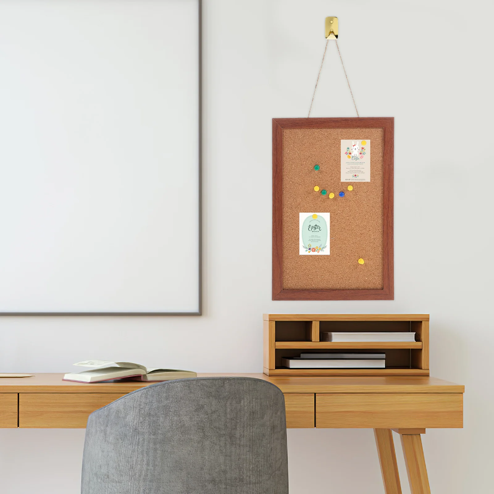 

Chic Wooden Bulletin Board Photo Wall Message Board Easy to Write on Multiple Usages Home Office Meeting Room Classroom Decor