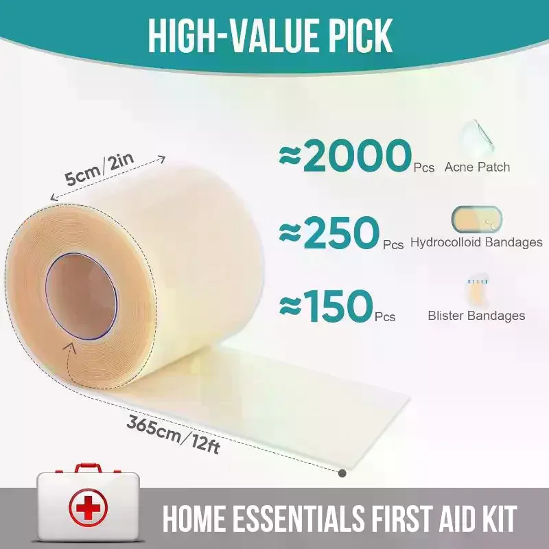 Artificial Skin Wound Dressing Pimple Patch Freely Cuttable Skin-Friendly Adhesive Keep Wound Clean 1 Roll