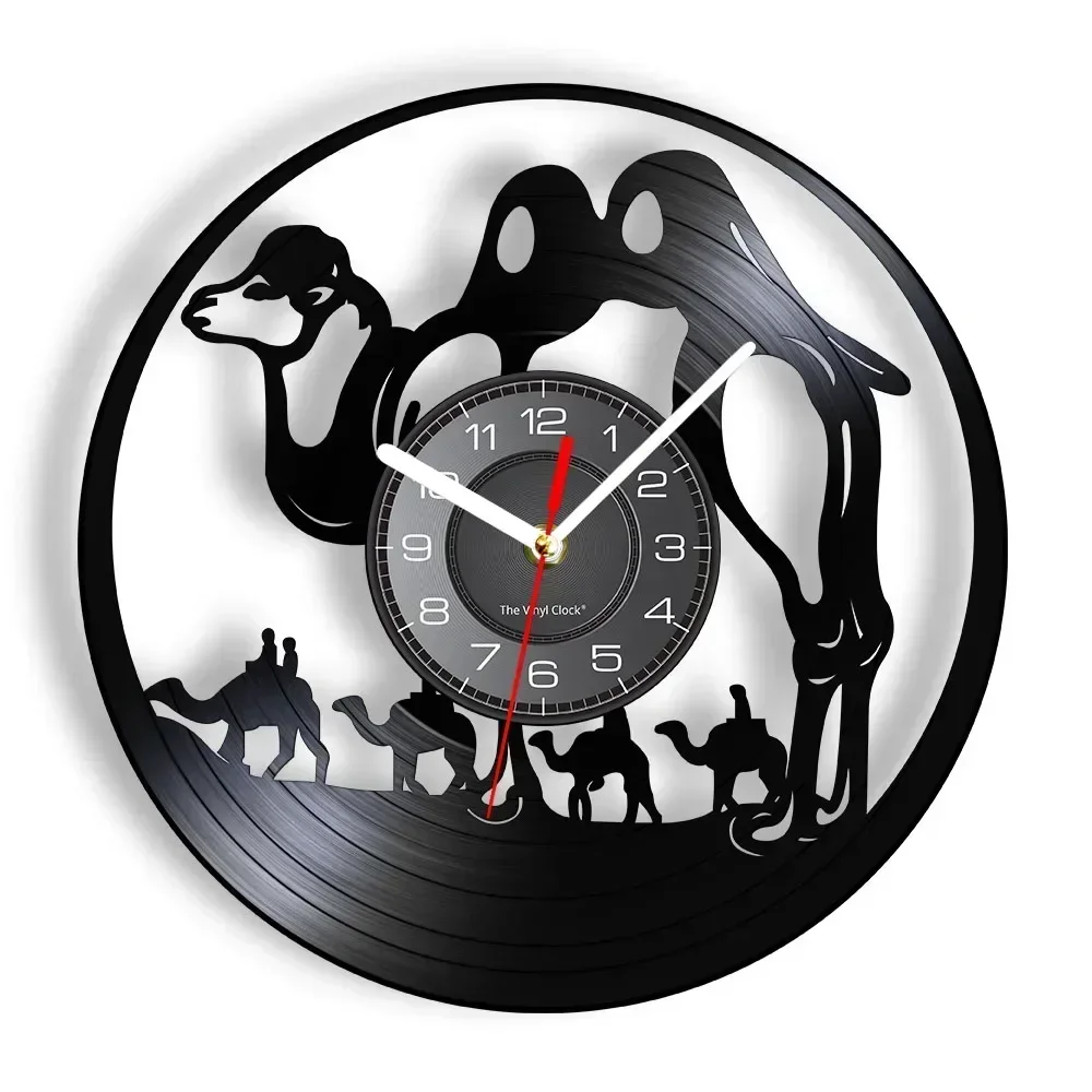 Camelcade Wall Clock Desert Animals Camels Vinyl Record Clock African Animals Camels Lined Up Wall Art Home Decor Wall Clock