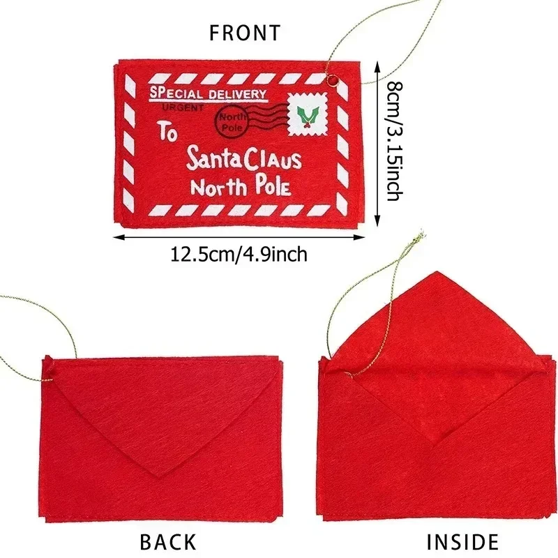 1/20PCS Felt Envelope Bags Red Green Santa Claus Letter Ornaments DIY Christmas Tree Hanging Card Pendants Kid New Year Gifts