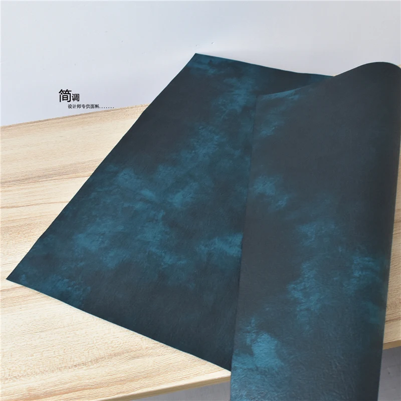 Ink Blue Black Gradient Halo Dyed Fabric Imitating Kraft Paper Texture Modeling Paper Oil Painting Design Apparel DIY Cloth