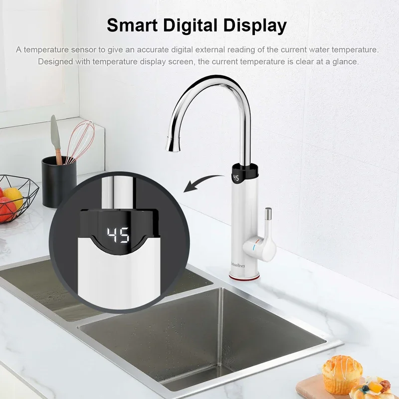 เครื่องทําน้ําอุ่นไหลก๊อกน้ําห้องครัว 2 in 1 Tankless Water Heating Tap Mini เครื่องทําความร้อน เครื่องทําความร้อน Geyser