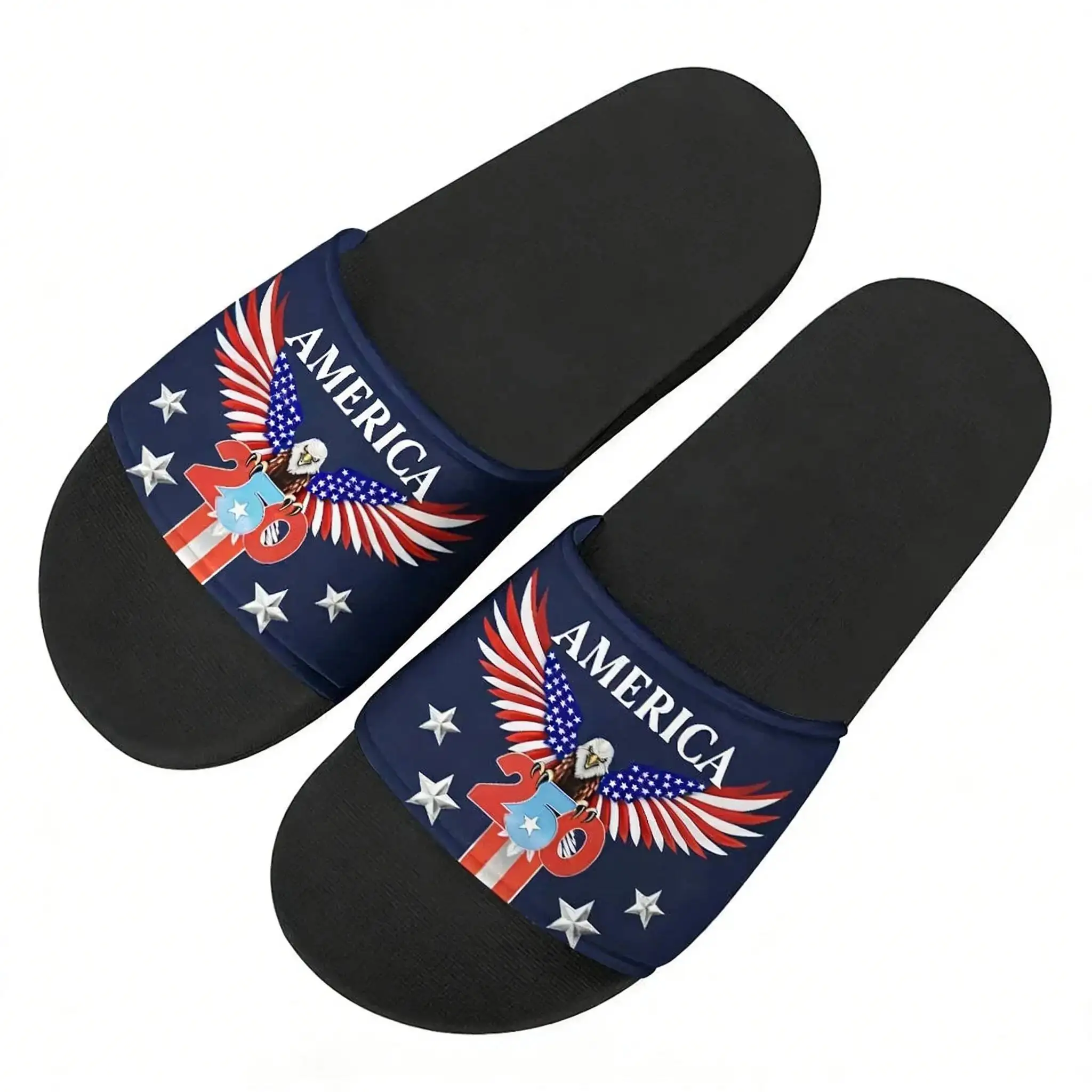 America 250Th Anniversary 1776-2026 Slippers Man Woman Boy Girl Tailor Slides Sandals Photo Custom Bath Shoes Water Shoe Black