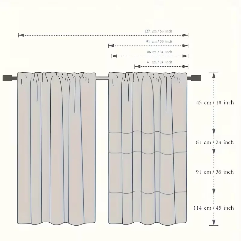 2PC Linen Look Cafe Curtain, Rod Pocket Short Window Curtain for Privacy Dust Protection, Simple Home Decor for Kitchen Bedroom