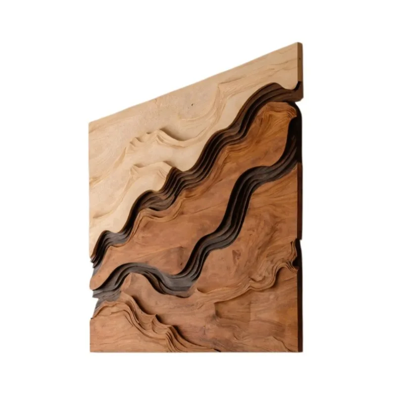 grain relief wall decoration wave layered solid wood mural living room background wall decoration hotel soft decoration art
