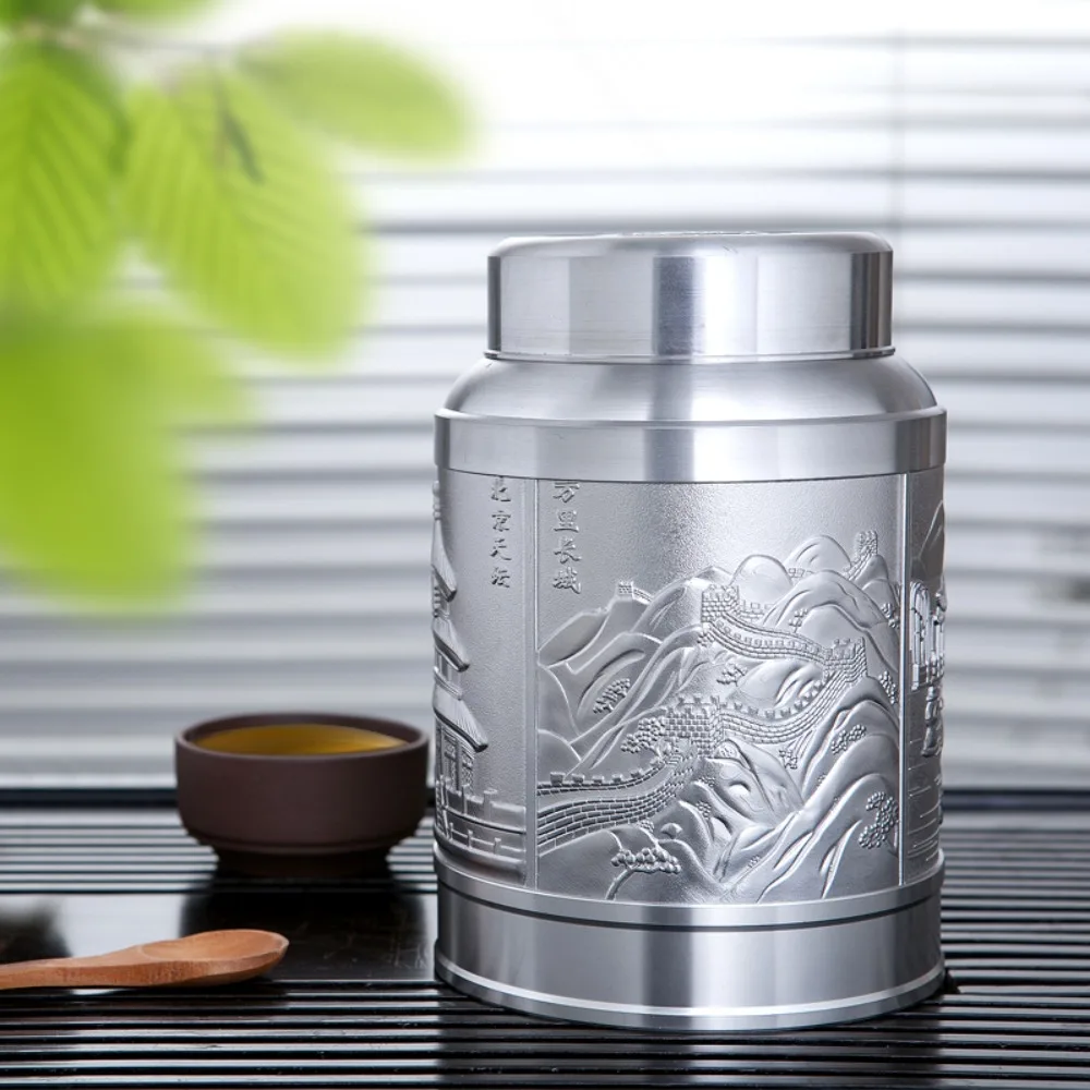 Customized teacans tin canslarge metal te cans household portable teacanssealed green teaPu039;er West Lake Longjing.