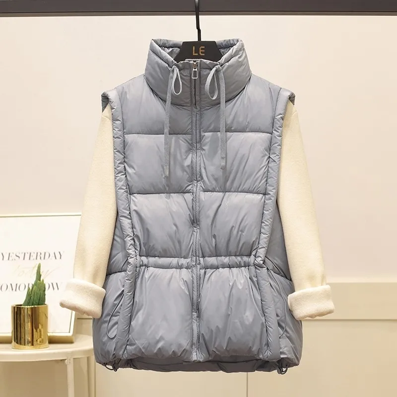 

New 2026 Autumn Winter Fashion Stand Collar Casual Women Cotton Vest Coat Loose Sleeveless Ladies Cotton Waistcoat Vests Jacket