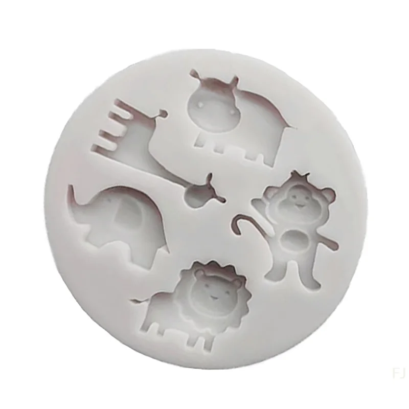 [YU] Lion Hippo Giraffe Elephant Shape Silicone Mold Small Animal Fondant Cake Decoration Chocolate Dry Pez Biscuit Baking Mold