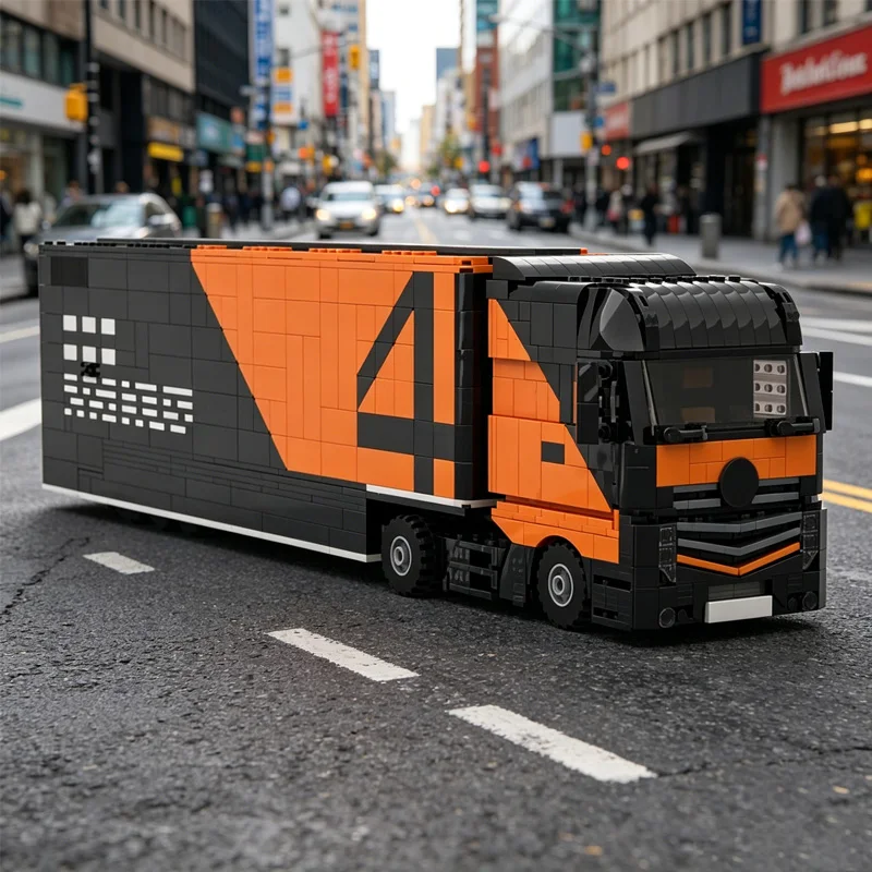 

2918 PCS Racing Team Truck Building Blocks Hauler Assembly Educational Vehicle Model Toy Gift For Adults Home Decoration