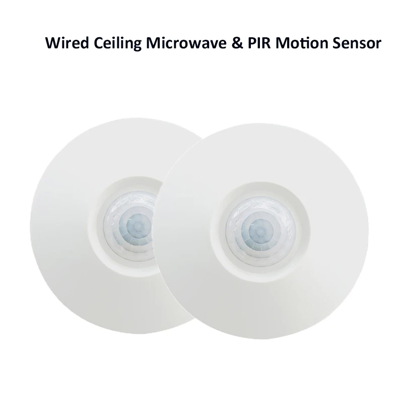 

1/2/5pc Wired Microwave and PIR Dual Tech Motion Sensor 360 Degree Ceiling Mount Infrared Detector for All Wired Alarm Panel