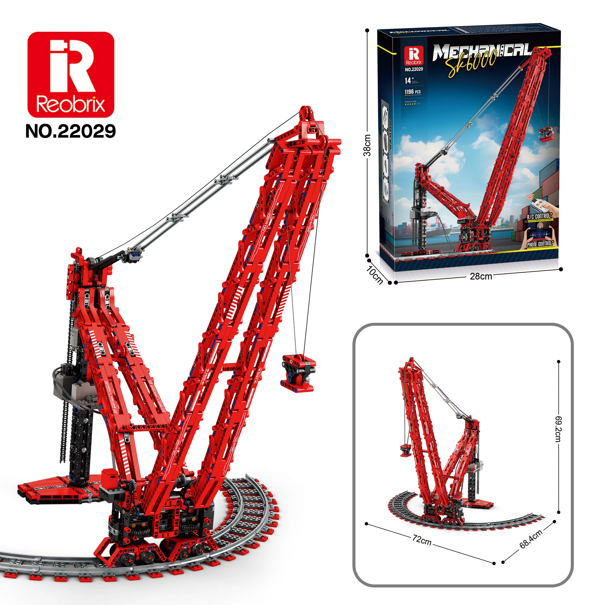 Moc 1196 pçs guindaste veículo de construção blocos motorizado modelo técnico kit presente para crianças presente de natal