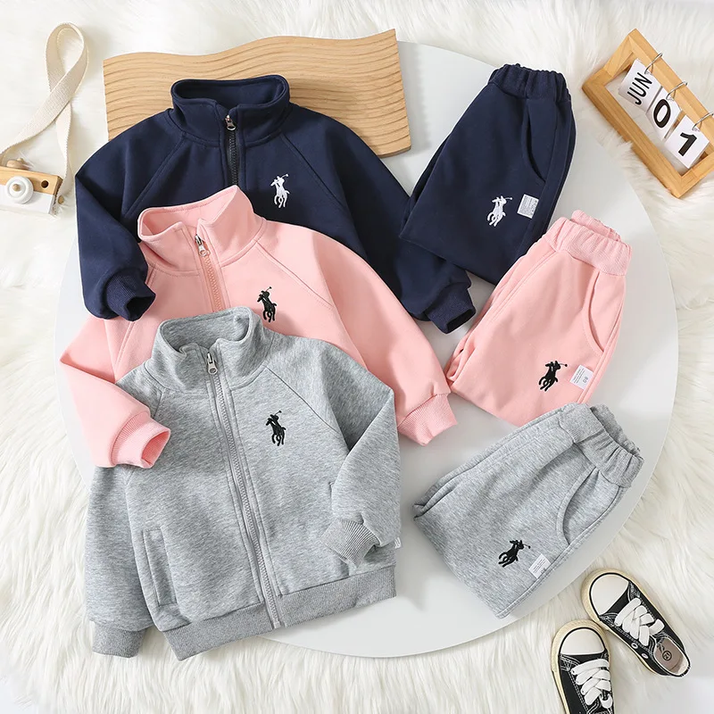 

Stand Collar Casual Set for Kids Autumn Long Sleeve Zipper Coat+Pants Suit Unisex Sporty Top and Bottom Set Outfits Clothing Set
