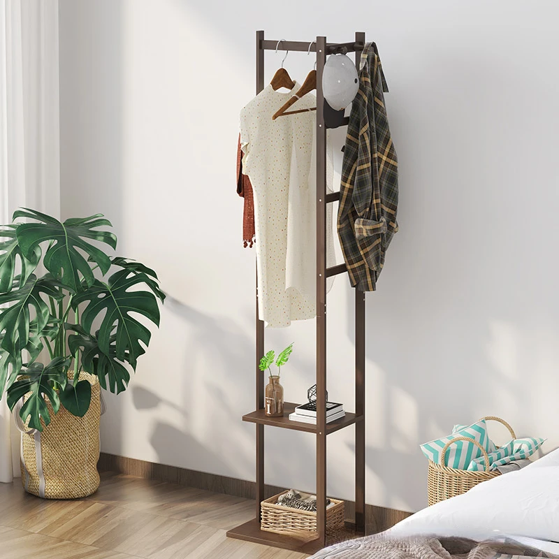 Bamboo Dustproof Coat Rack Bedroom Floor Hanger for Pants Simple Modern Solid Wood Multifunctional Rack for Clothes