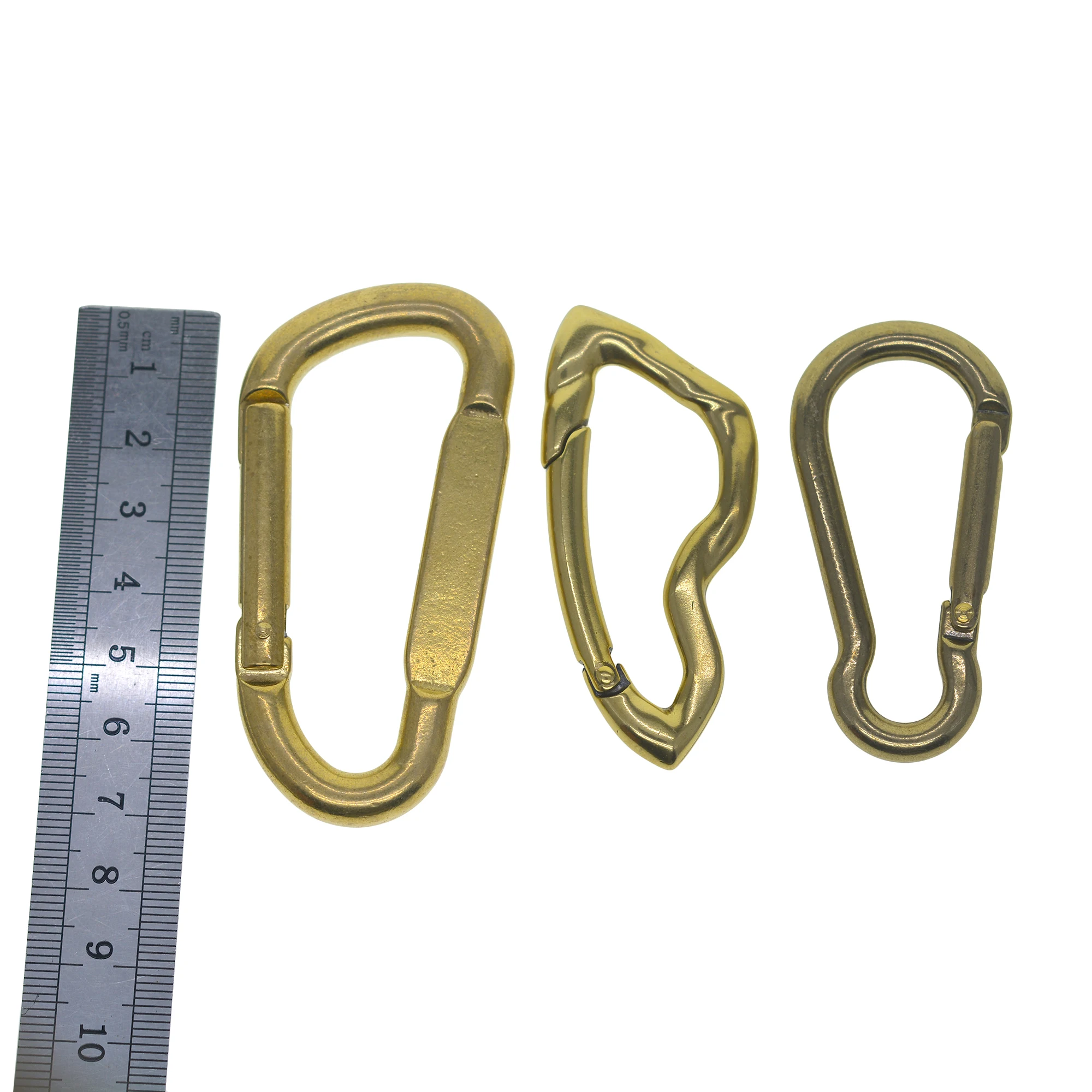 assorted styles Solid brass Simple D Oval Spring load Snap carabiner keychains Hooks clip Purse Shoulder Strap EDC FOB Car