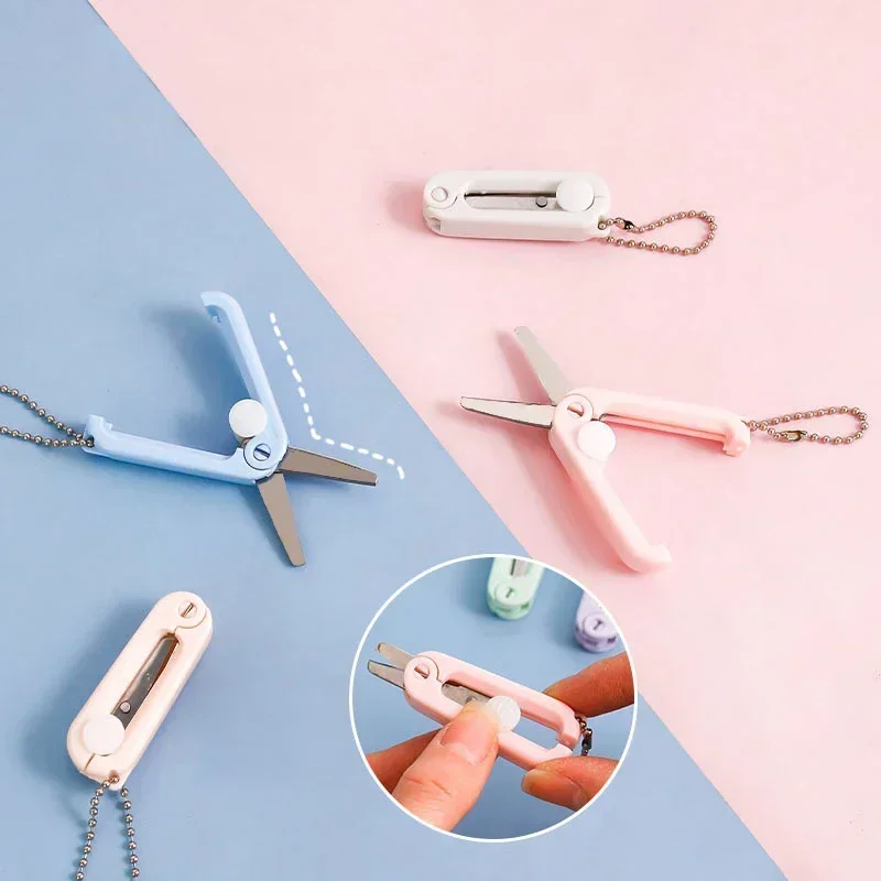 Mini Portable Folding Scissors Morandi Utility Knife Simple Paper Cutting Tool Korean Stationary Scissors Office School Supplies