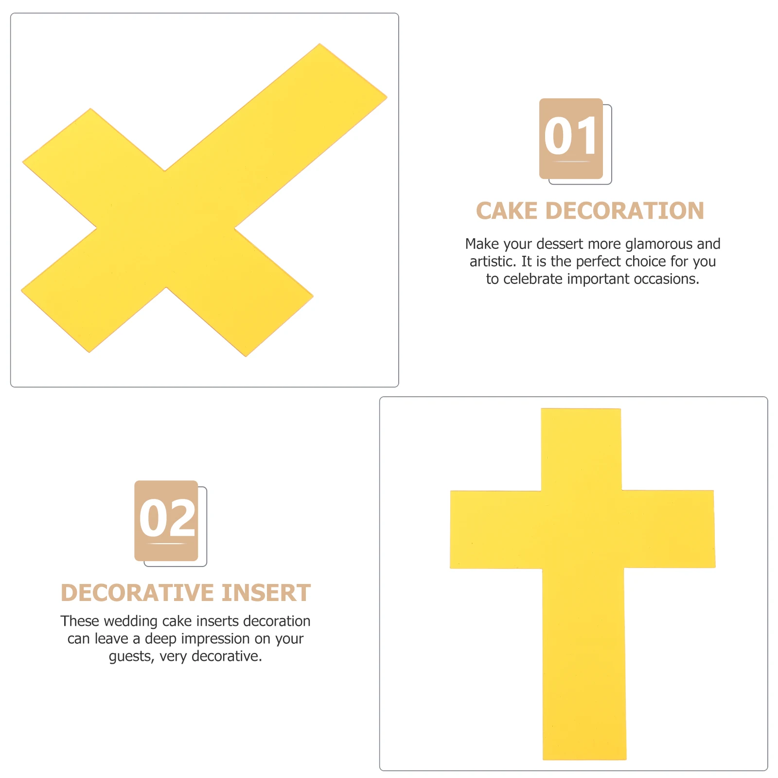

10 Pcs Golden Acrylic Cross Cake Decorations Baptism Communion Dessert Toppers Creative Inserts Birthday Wedding Anniversary