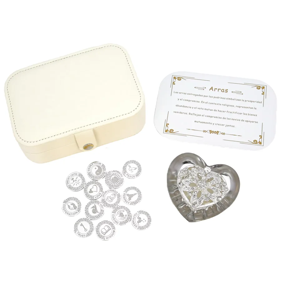 ensemble-personnalise-de-pieces-d'arras-de-mariage-anglaises-avec-boite-en-forme-de-cœur-ornee-de-perles-et-de-fleurs-boite-en-cuir-pu-et-plaque-en-forme-de-cœur