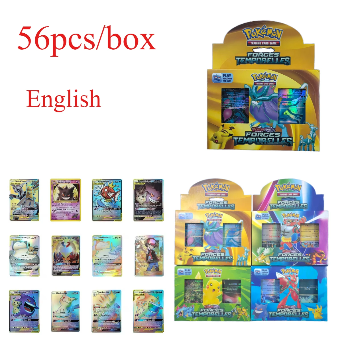 

56Pcs/box Pokemon Cards FORCES TEMPORELLES Pokemon Booster Box Collectible Trading Card Pikachu Game Battle Card Toy Gift